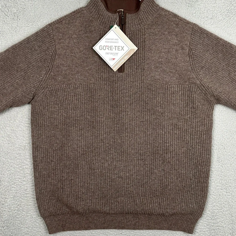 NEW L.L. Bean Sweater Mens XL Tall  Windstopper Dark Cinder Merino Lambswool